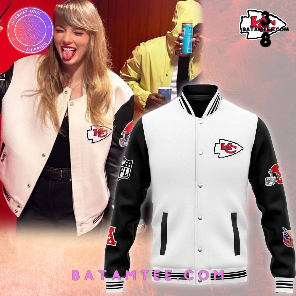 Taylor Swift x Kansas City Chiefs Black White Baseball Jacket