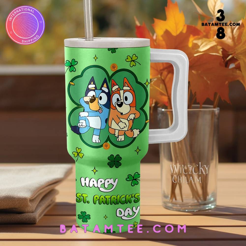 Bluey Happy St. Patrick's Day Stanley Tumbler 40oz's Overview - Batamtee Shop - Threads & Totes: Your Style Destination