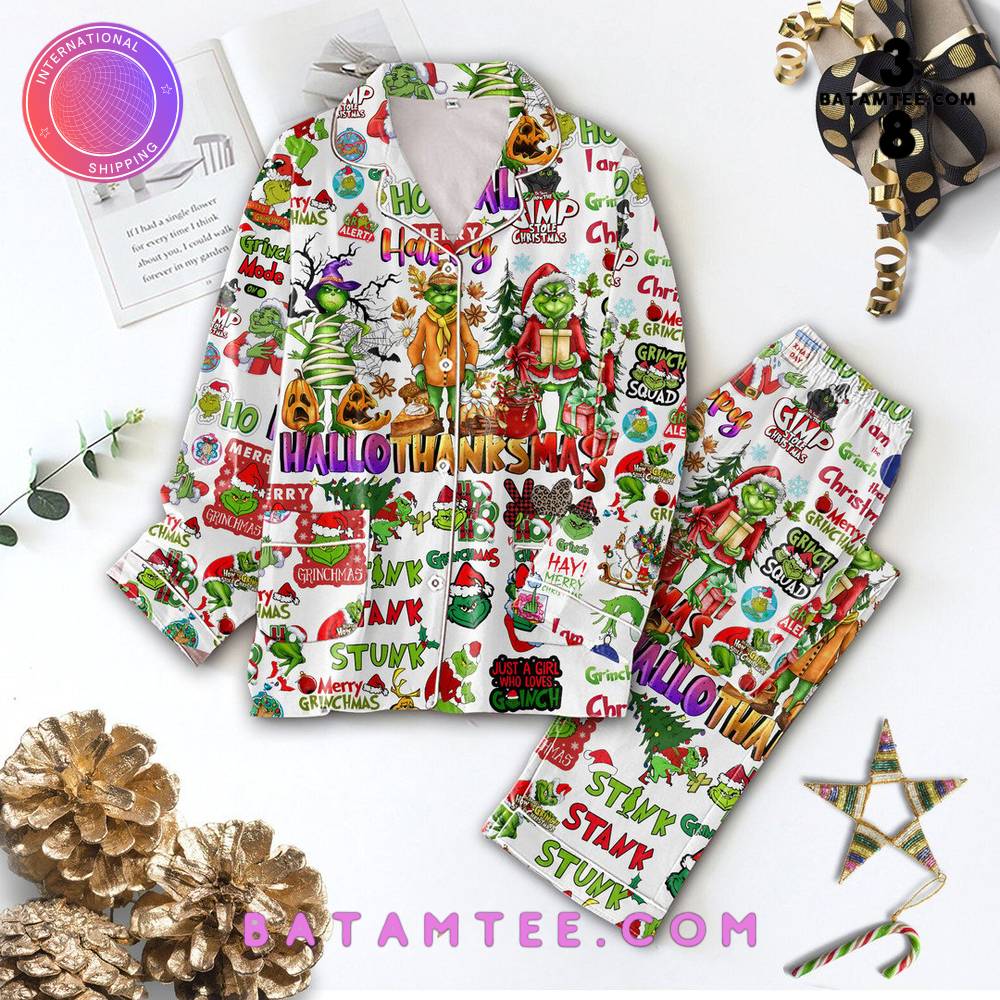 The Grinch Hallo Thankmas Button Down Pyjama Set