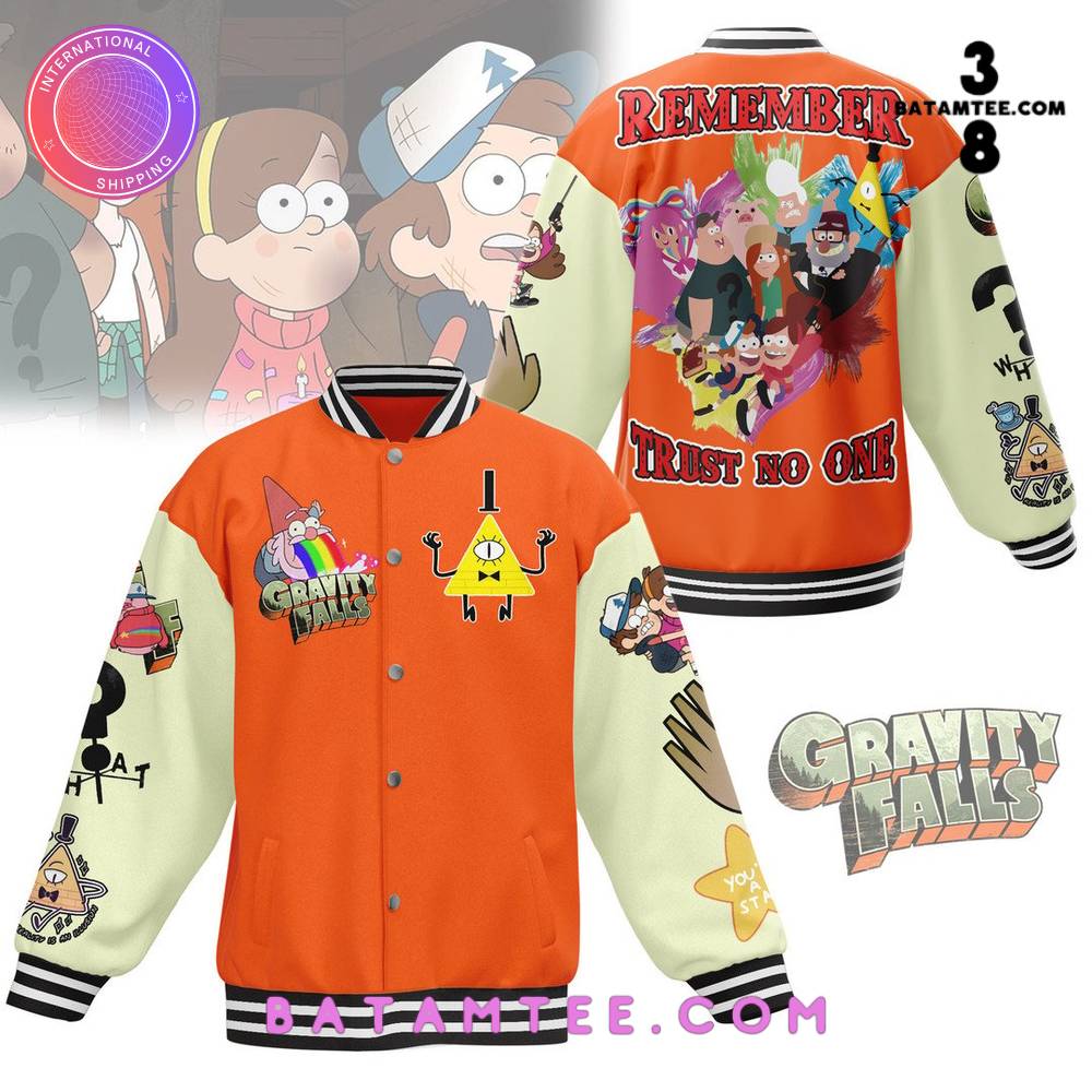 Gravity Falls "Remember Trust No one" Baseball Jacket's Overview - Batamtee Shop - Threads & Totes: Your Style Destination