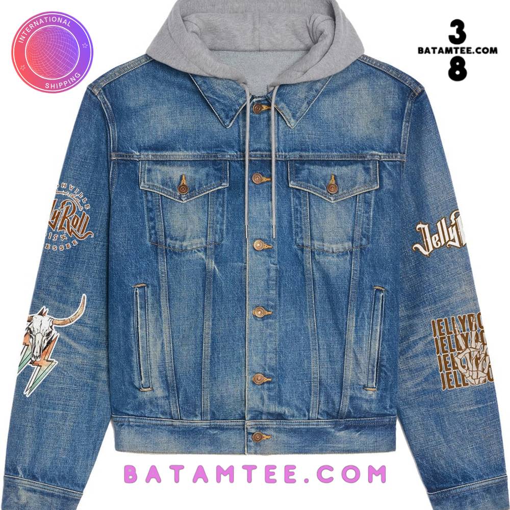 Jelly Roll "Somebody Save Me" Hooded Denim Jacket's Overview - Batamtee Shop - Threads & Totes: Your Style Destination