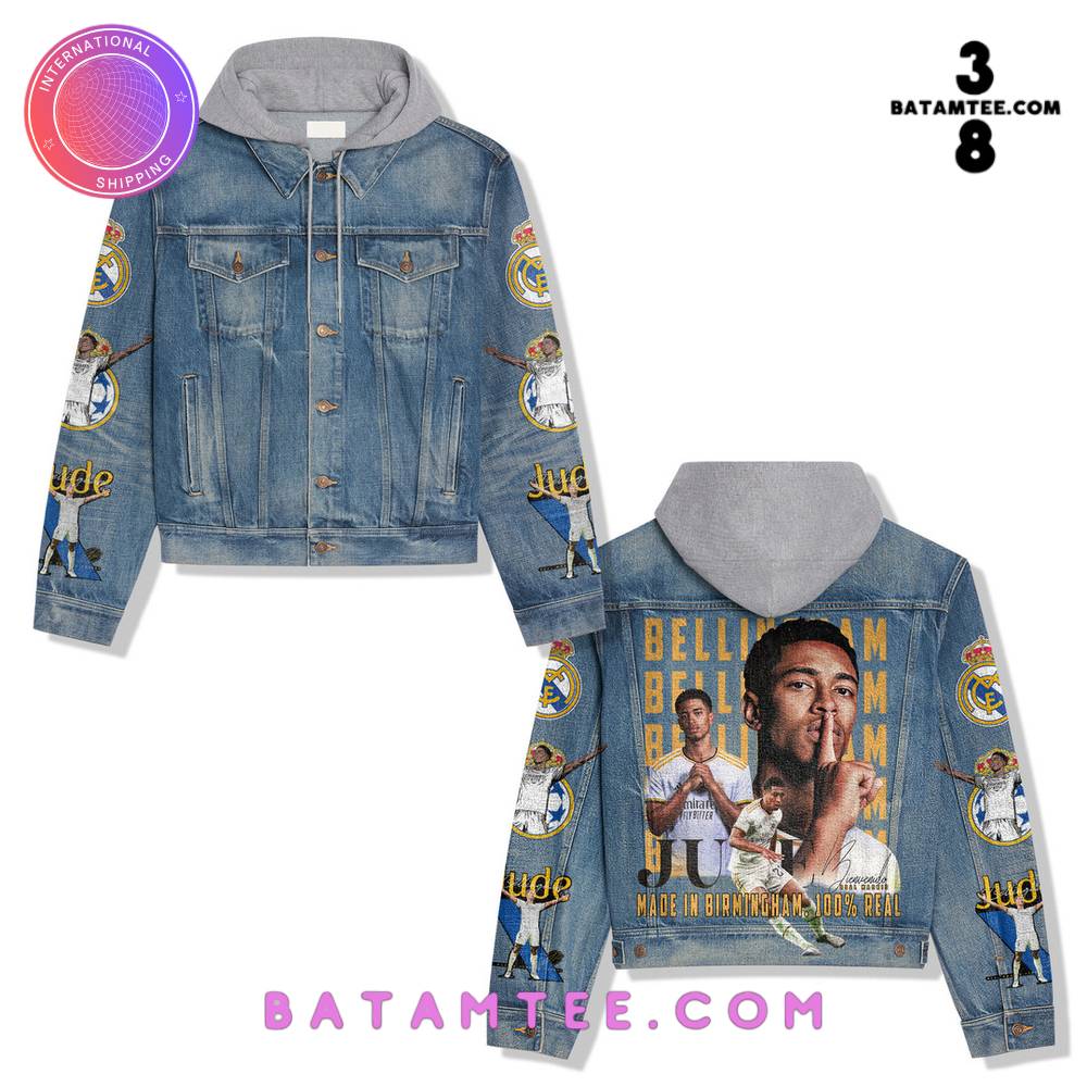 Jude Bellingham Real Madrid Hooded Denim Jacket's Overview - Batamtee Shop - Threads & Totes: Your Style Destination