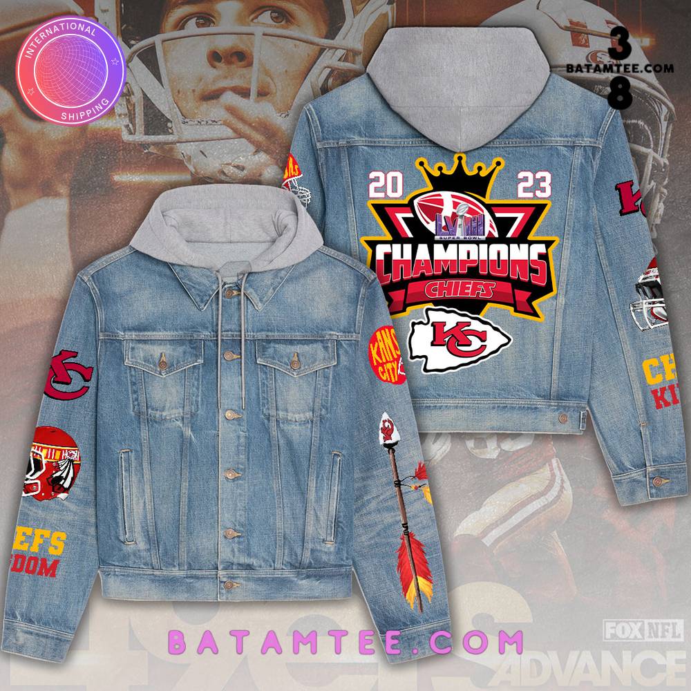 Kansas City Chiefs Super Bowl Champions Hooded Denim Jacket's Overview - Batamtee Shop - Threads & Totes: Your Style Destination