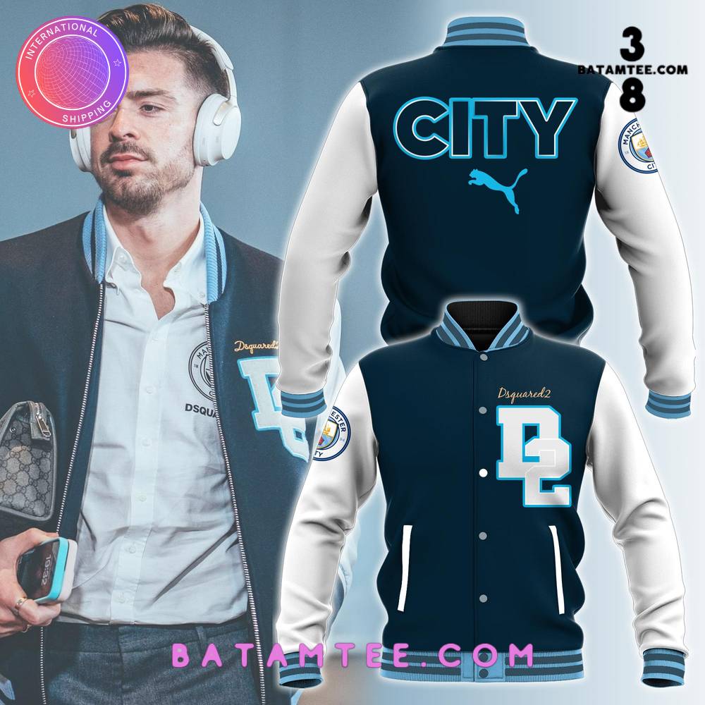 Manchester City Jack Grealish Dsquared2 Baseball Jacket's Overview - Batamtee Shop - Threads & Totes: Your Style Destination