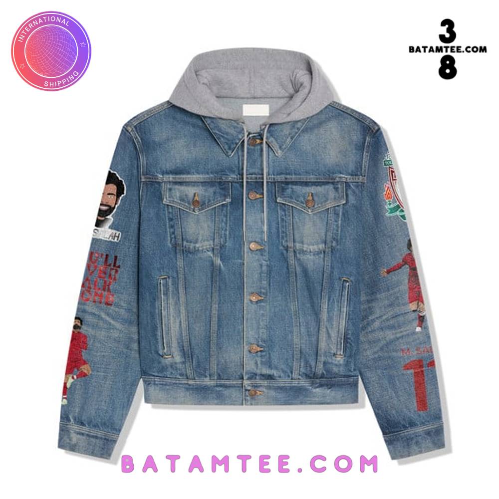 Mohamed Salah Egyptian King Hooded Denim Jacket's Overview - Batamtee Shop - Threads & Totes: Your Style Destination