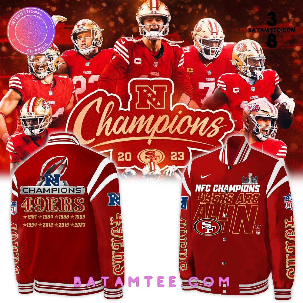 San Francisco 49ers NFC Champions 49ers Are All In Baseball Jacket's Overview - Batamtee Shop - Threads & Totes: Your Style Destination