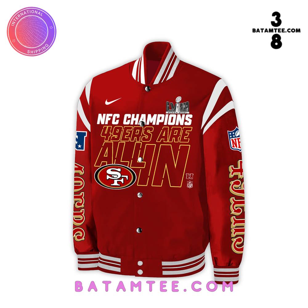 San Francisco 49ers NFC Champions 49ers Are All In Baseball Jacket's Overview - Batamtee Shop - Threads & Totes: Your Style Destination