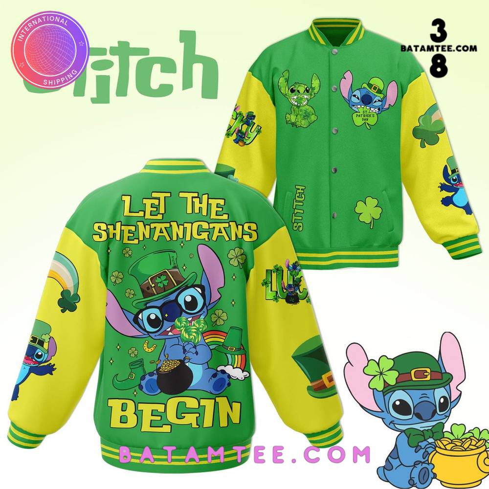 Stitch Let The Shenangans Begin Baseball Jacket's Overview - Batamtee Shop - Threads & Totes: Your Style Destination