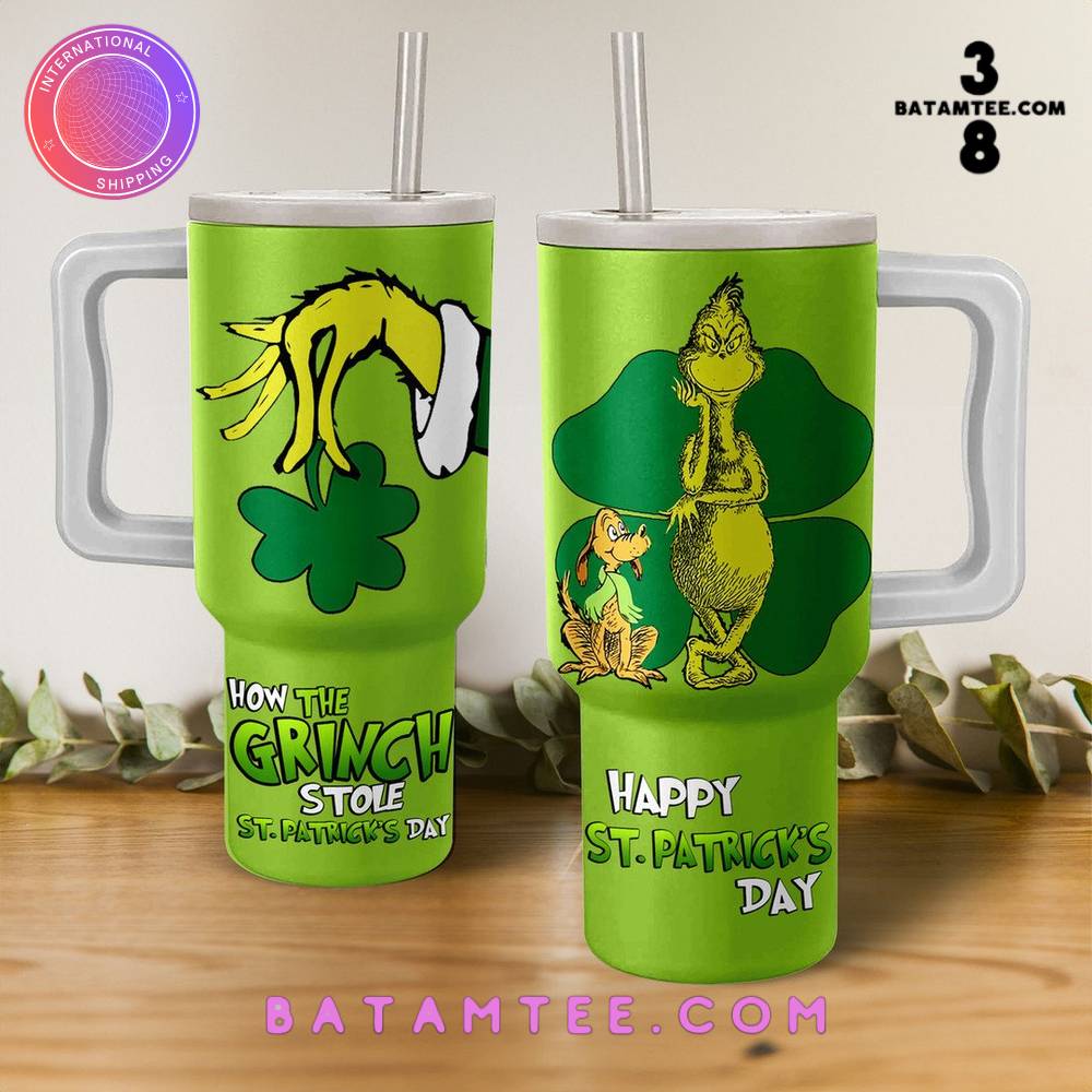 The Grinch Happy St. Patrick's Day Stanley Tumbler 40oz's Overview - Batamtee Shop - Threads & Totes: Your Style Destination