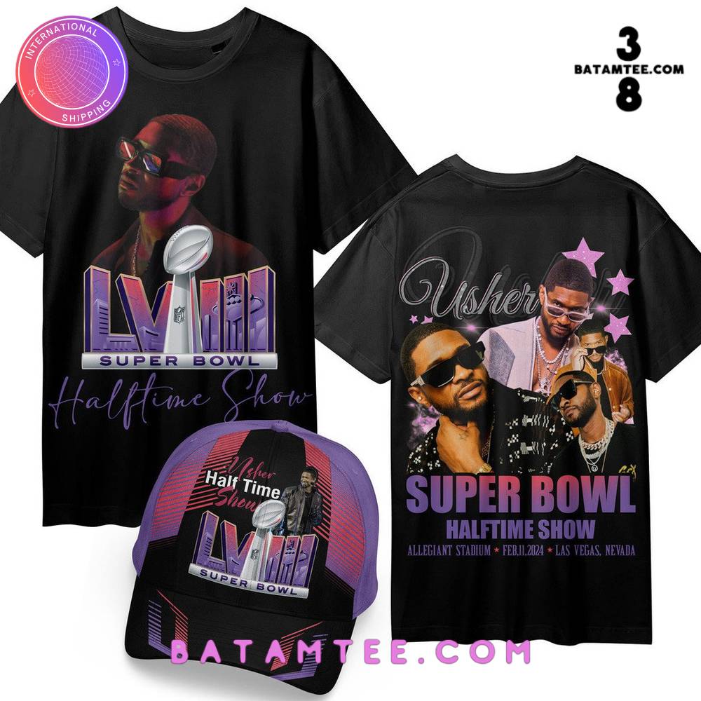 Usher Super Bowl LVIII Halftime Show T-Shirt, Cap's Overview - Batamtee Shop - Threads & Totes: Your Style Destination