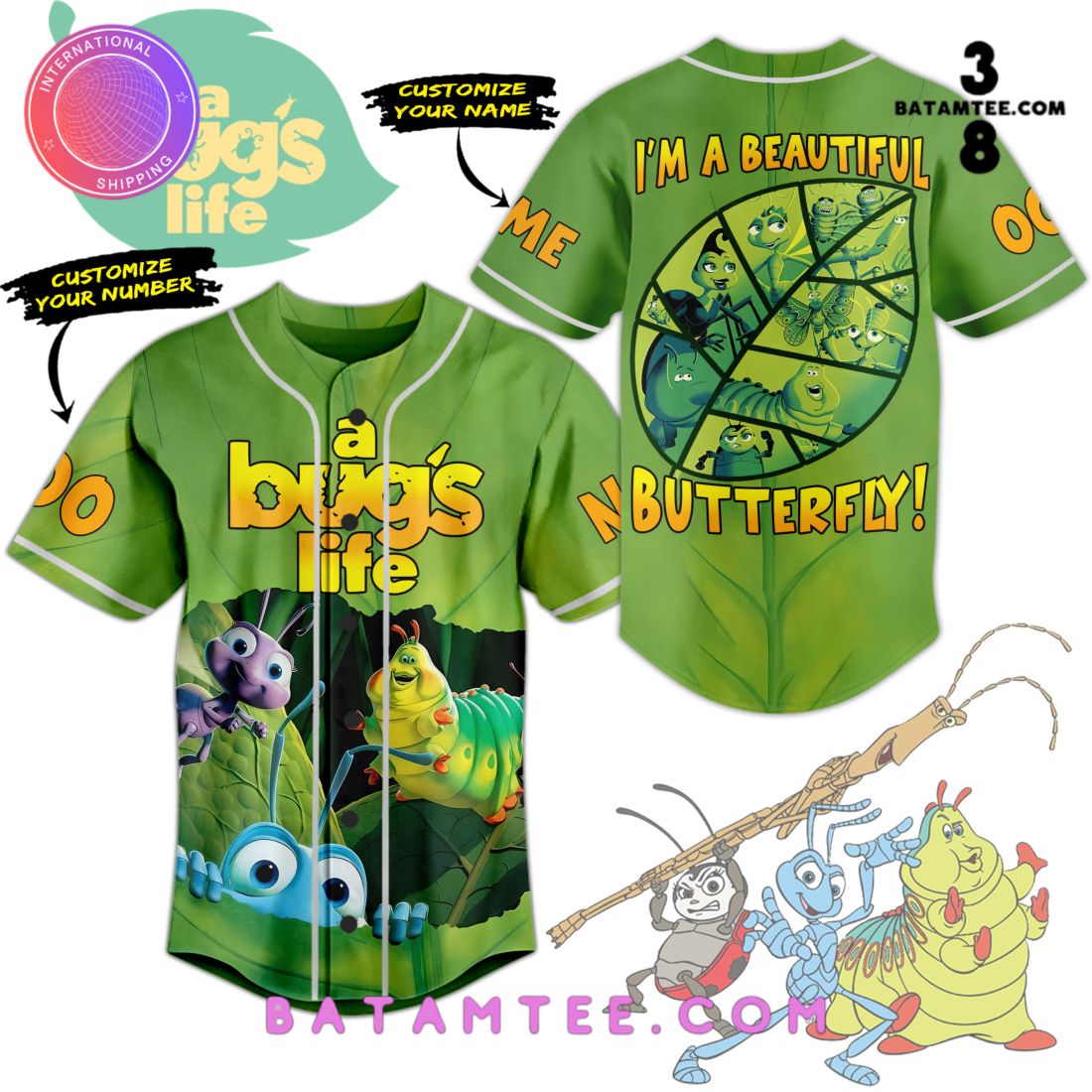 A Bug's Life Personalized Baseball Jersey's Overview - Batamtee Shop - Threads & Totes: Your Style Destination