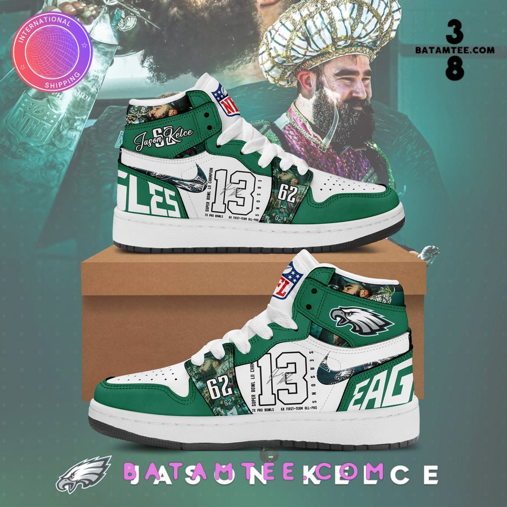 A Legendary Career Jason Kelce Philadelphia Eagles Air Jordan 1 Sneaker's Overview - Batamtee Shop - Threads & Totes: Your Style Destination