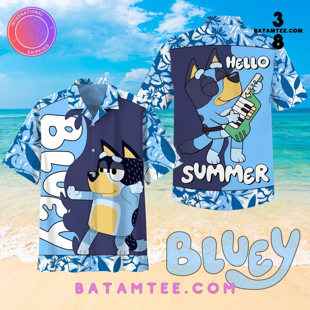 Bluey Hello Summer Hawaiian Shirt's Overview - Batamtee Shop - Threads & Totes: Your Style Destination