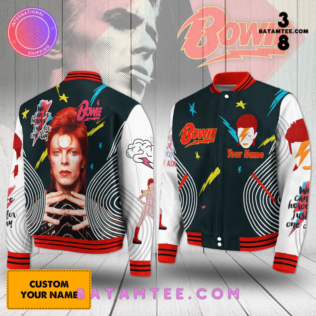 David Bowie Custom Name Baseball Jacket's Overview - Batamtee Shop - Threads & Totes: Your Style Destination