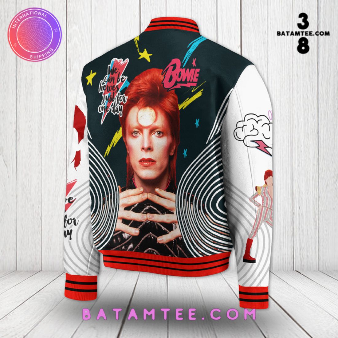 David Bowie Custom Name Baseball Jacket's Overview - Batamtee Shop - Threads & Totes: Your Style Destination