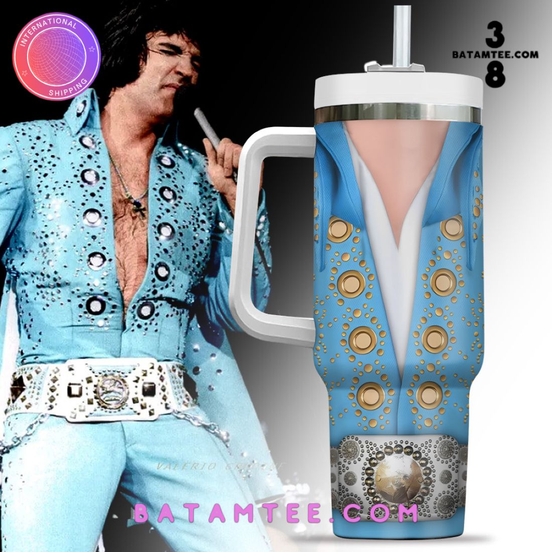 Elvis Presley Design Vacuum Insulated Stanley Tumbler 40oz's Overview - Batamtee Shop - Threads & Totes: Your Style Destination