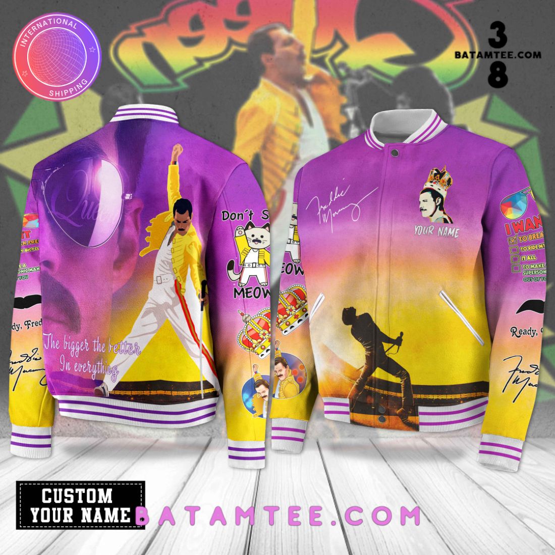 Freddie Mercury Custom Name Baseball Jacket's Overview - Batamtee Shop - Threads & Totes: Your Style Destination