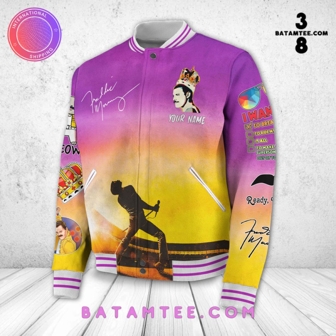 Freddie Mercury Custom Name Baseball Jacket's Overview - Batamtee Shop - Threads & Totes: Your Style Destination