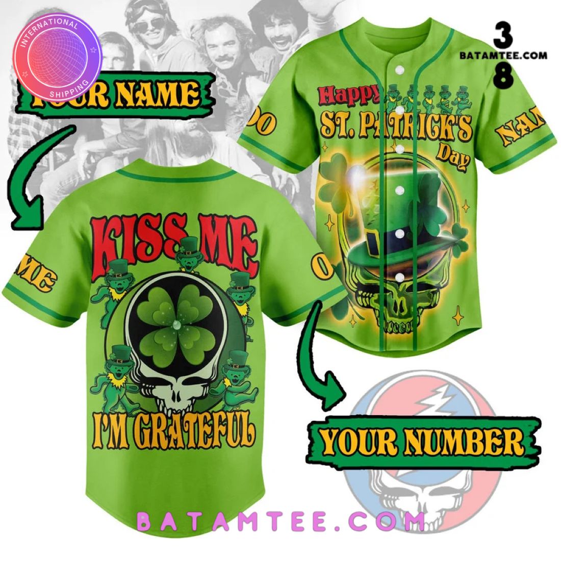 Grateful Dead Happy St Patrick Day Baseball Jersey's Overview - Batamtee Shop - Threads & Totes: Your Style Destination