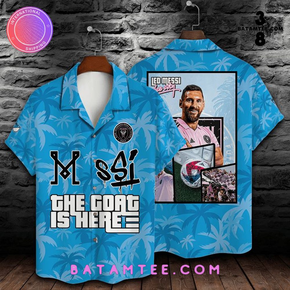 Inter Miami Leo Messi The GOAT Is Here Blue Hawaiian Shirt's Overview - Batamtee Shop - Threads & Totes: Your Style Destination