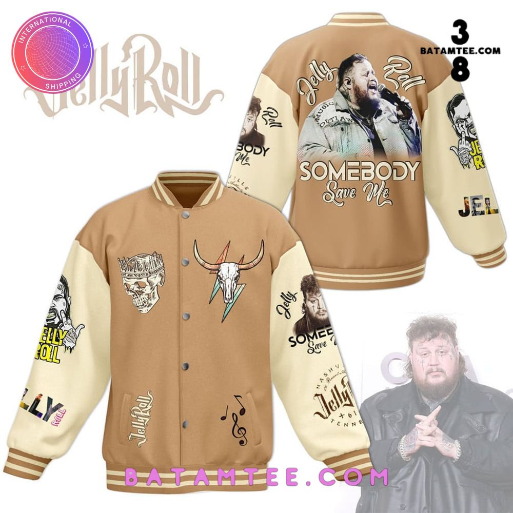 Jelly Roll Somebody Save Me Baseball Jacket's Overview - Batamtee Shop - Threads & Totes: Your Style Destination