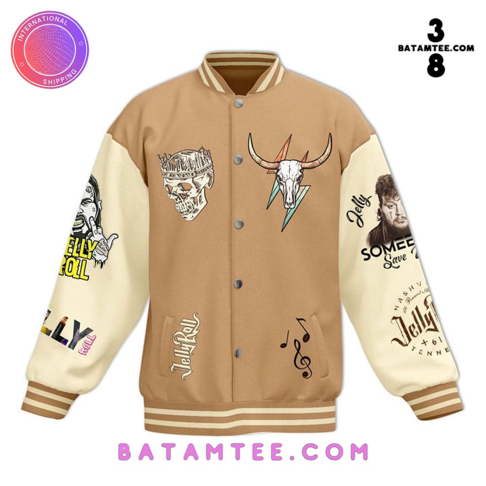 Jelly Roll Somebody Save Me Baseball Jacket's Overview - Batamtee Shop - Threads & Totes: Your Style Destination