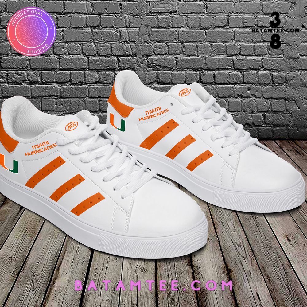 Miami Hurricanes NCAA Basketball White Orange Stripes Stan Smith Shoes's Overview - Batamtee Shop - Threads & Totes: Your Style Destination