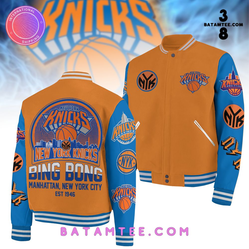 NBA New York Knicks Bing Bong Baseball Jacket's Overview - Batamtee Shop - Threads & Totes: Your Style Destination