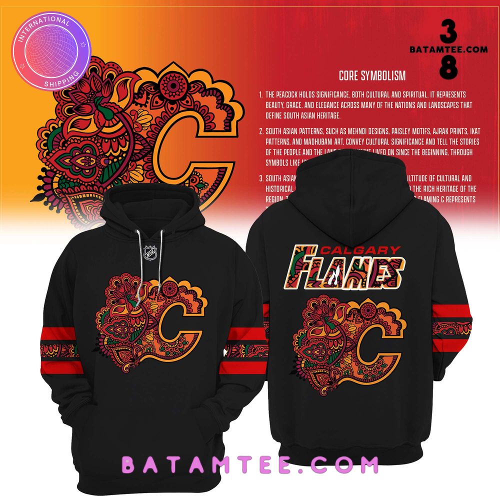 NHL Calgary Flames “South Asian Celebration Logo” Black Hoodie's Overview - Batamtee Shop - Threads & Totes: Your Style Destination