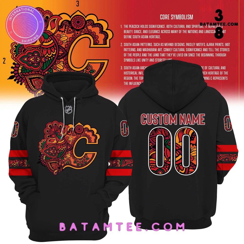 NHL Calgary Flames “South Asian Celebration Logo” Personalized Black Hoodie's Overview - Batamtee Shop - Threads & Totes: Your Style Destination