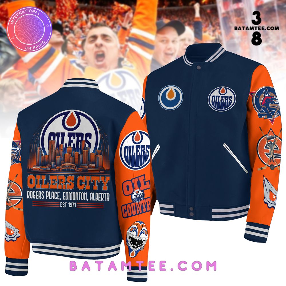 NHL Edmonton Oilers City Baseball Jacket's Overview - Batamtee Shop - Threads & Totes: Your Style Destination