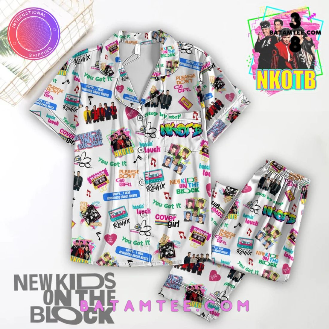 New Kids On the Block Button Down Pyjama Set's Overview - Batamtee Shop - Threads & Totes: Your Style Destination