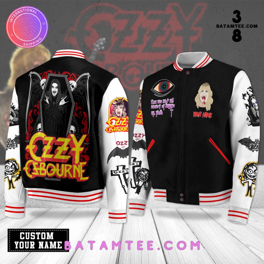 Ozzy Osbourne Custom Name Baseball Jacket's Overview - Batamtee Shop - Threads & Totes: Your Style Destination