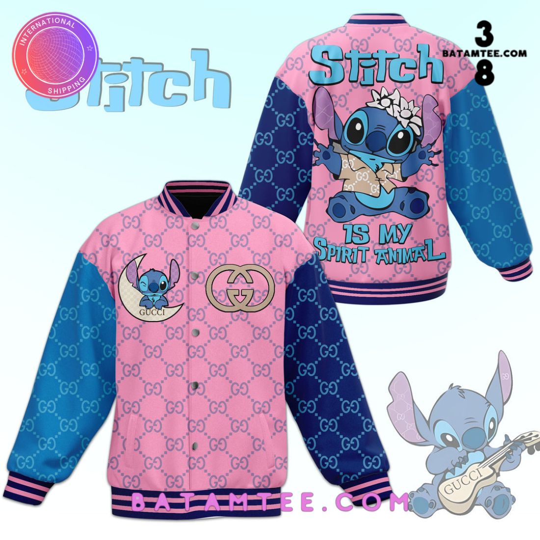 Stitch is my Spirit Animal x Gucci Baseball Jacket's Overview - Batamtee Shop - Threads & Totes: Your Style Destination