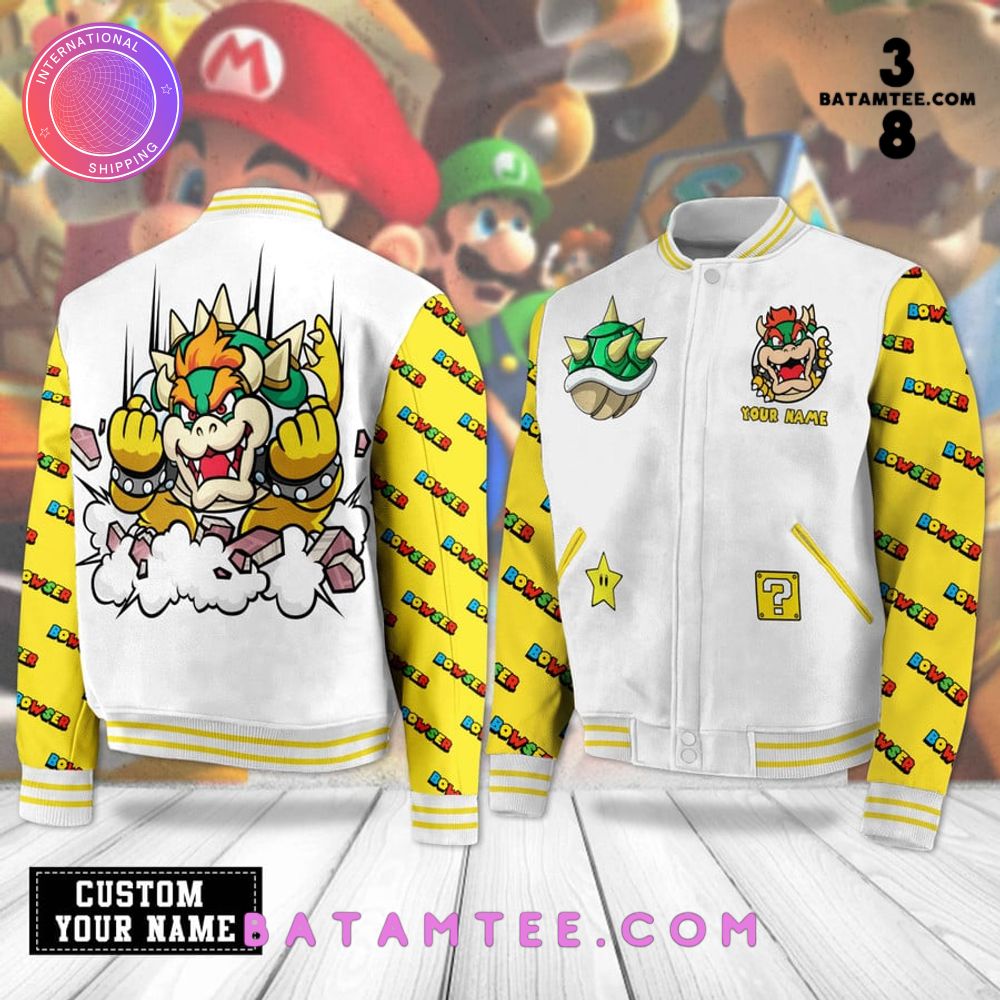 Super Mario Bowser Custom Name Baseball Jacket's Overview - Batamtee Shop - Threads & Totes: Your Style Destination