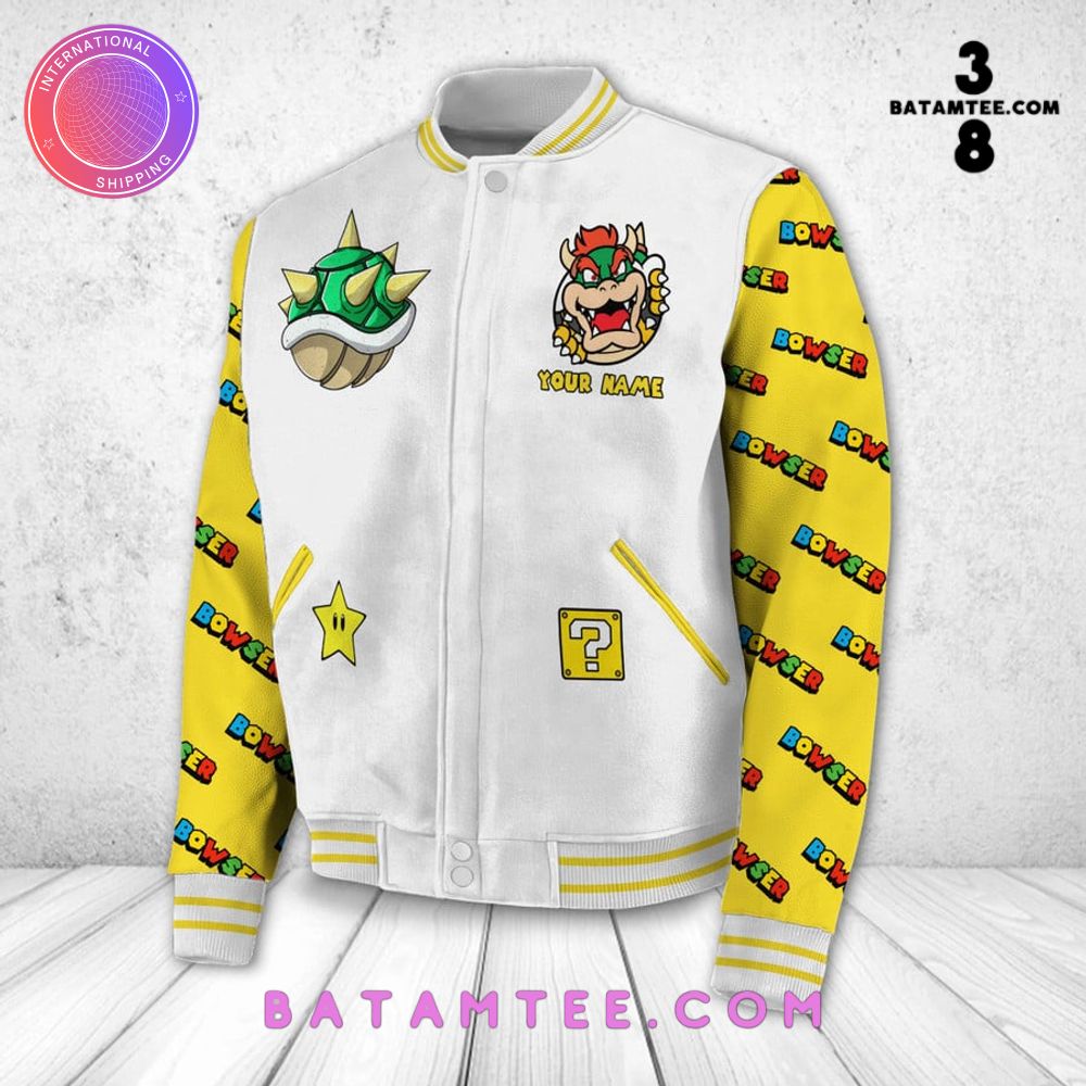 Super Mario Bowser Custom Name Baseball Jacket's Overview - Batamtee Shop - Threads & Totes: Your Style Destination