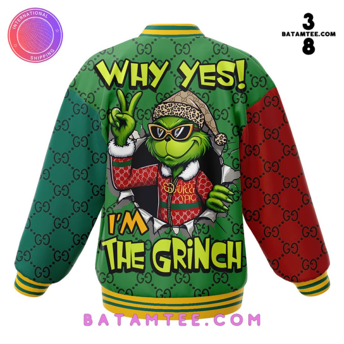 The Grinch x Gucci Baseball Jacket's Overview - Batamtee Shop - Threads & Totes: Your Style Destination