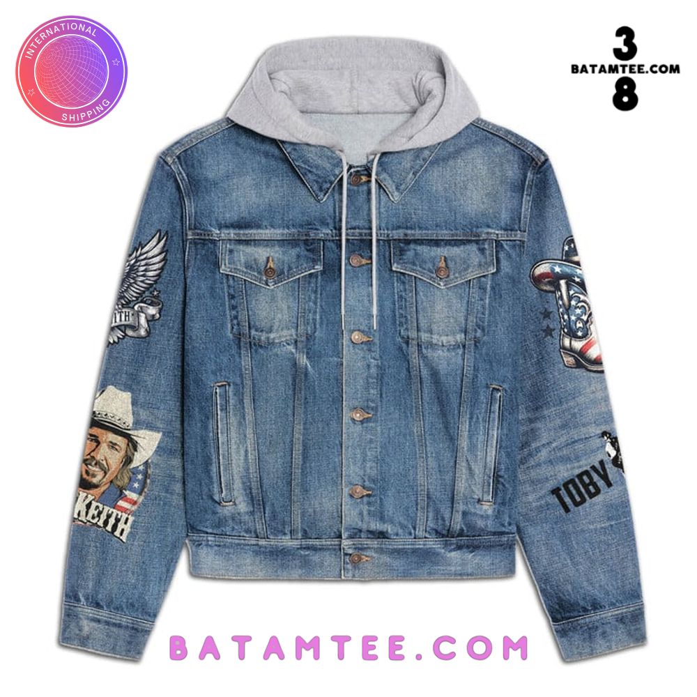 Toby Keith Raise em High Hooded Denim Jacket's Overview - Batamtee Shop - Threads & Totes: Your Style Destination