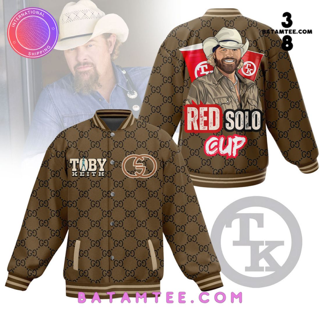 Toby Keith Red Solo Cup x Gucci Baseball Jacket's Overview - Batamtee Shop - Threads & Totes: Your Style Destination