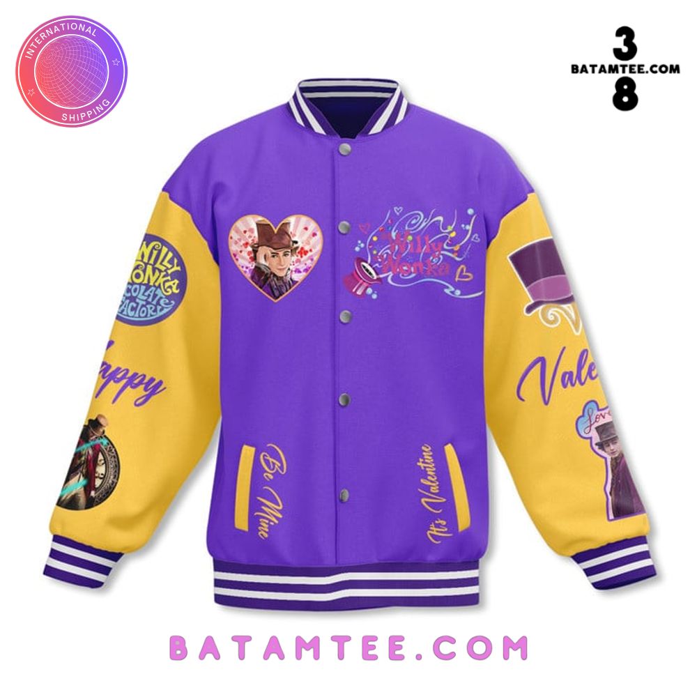 Willy Wonka Chocolate Happy Valentine Baseball Jacket's Overview - Batamtee Shop - Threads & Totes: Your Style Destination