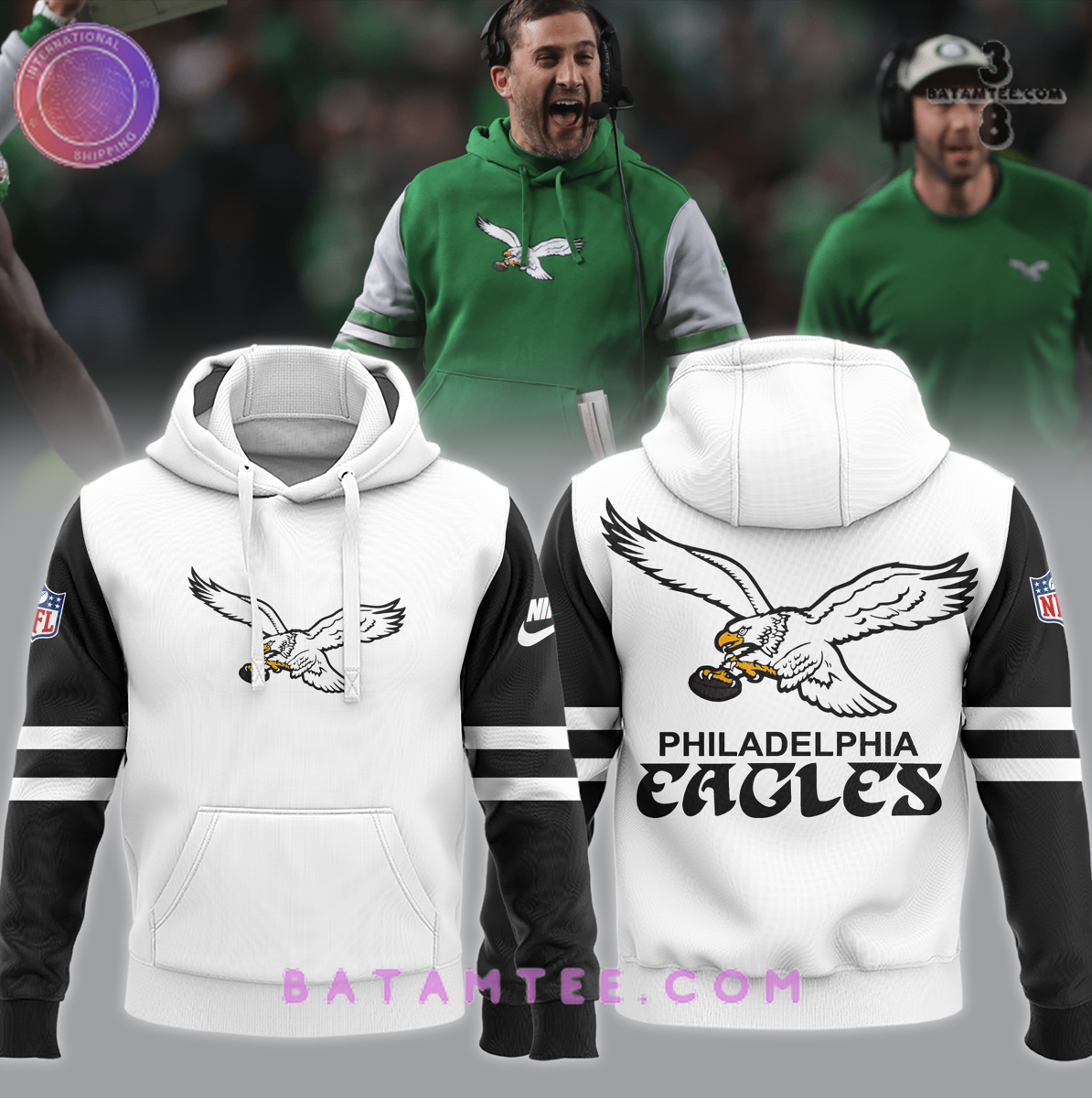 Philadelphia Eagles NFL Coach Nicholas John Sirianni’s Black White Combo Hoodie Jogger Cap