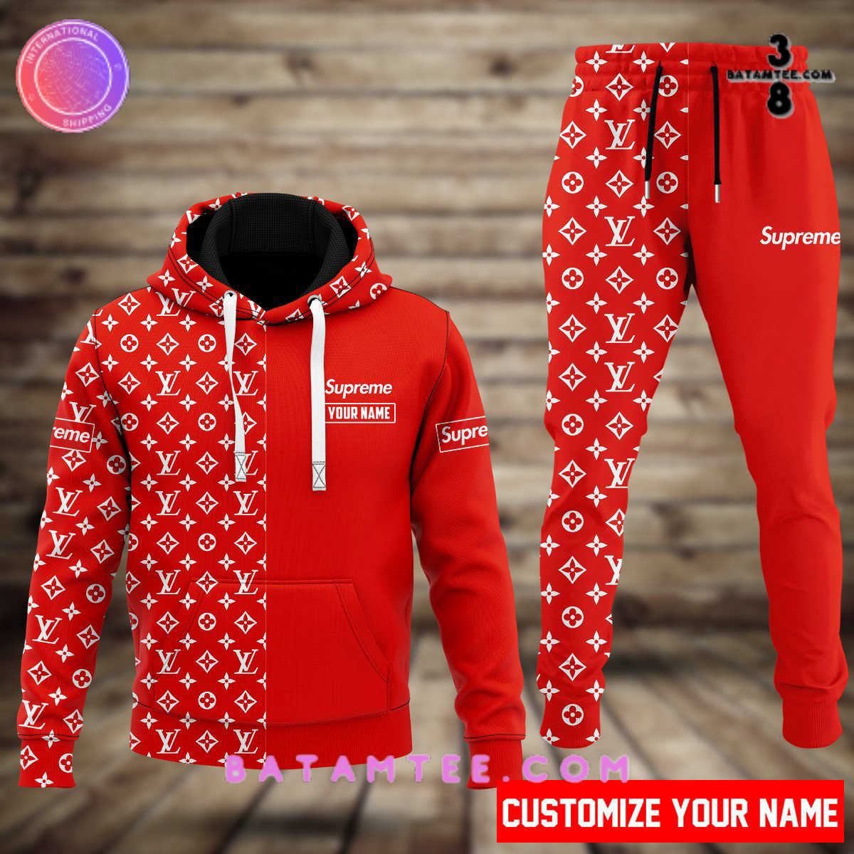 Louis Vuitton Supreme Red Comb Hoodie Sweatpants Luxury Fashion's Overview - Batamtee Shop - Threads & Totes: Your Style Destination