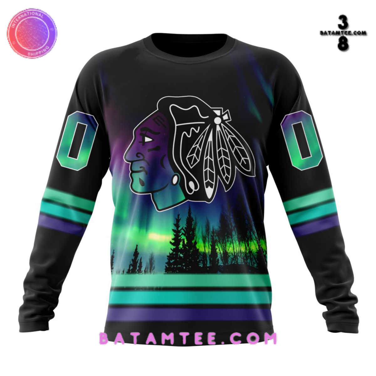 NHL Chicago Blackhawks Special Design Northern Lights Custom Name Sweatshirt's Overview - Batamtee Shop - Threads & Totes: Your Style Destination